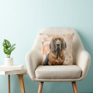 Bluthund-Hundefreund und Pfirsichblüten Kissen