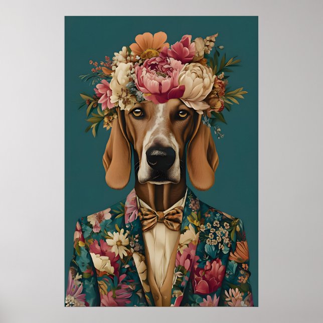 Bluthund im Anzug Poster, Bluthund Portrait Poster (Vorne)