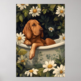 Bluthund im Badewanne Poster, Lustiger Hund Poster