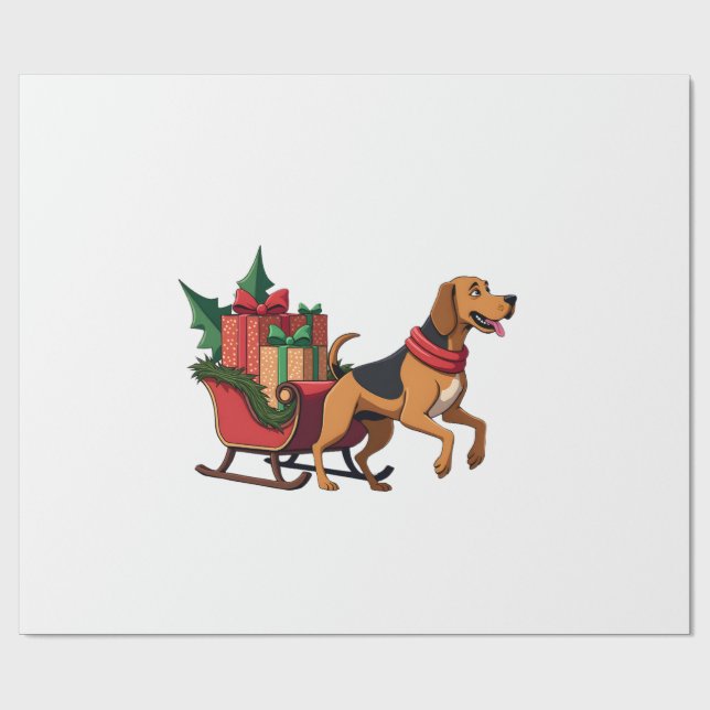 Bluthund-Schlitten Puller Geschenkpapier (Flach)