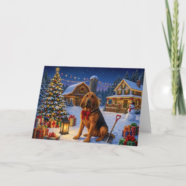 Bluthund-Weihnachtskarte Feiertagskarte (Vorderseite)