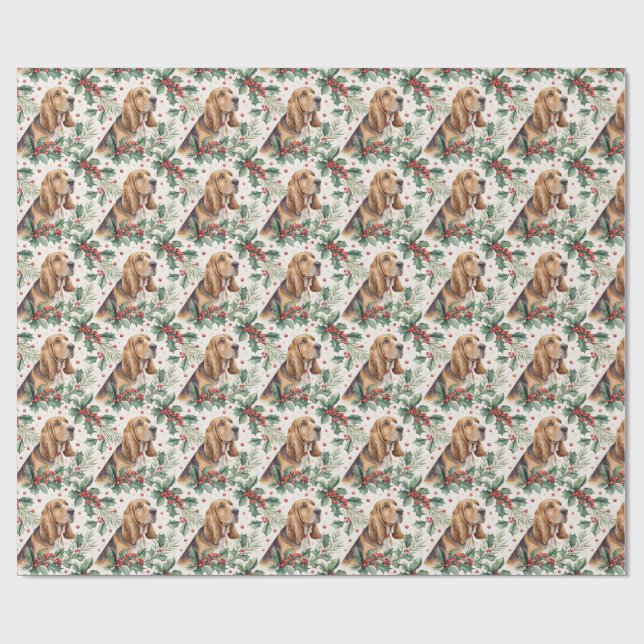 Bluthund-Weihnachtspapier Geschenkpapier (Flach)