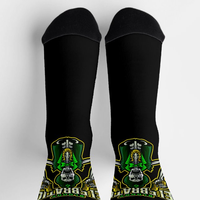 Blutige Feier Skelett Leprechaun Crew Socken (Oben)