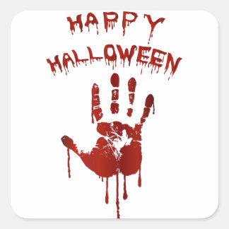 Blutige Halloween-Hand Quadratischer Aufkleber