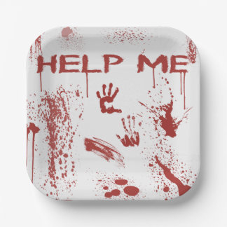 Blutiger Handabdruck Blutverschmierte Halloween Pappteller