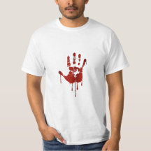 Blutiger Text Halloween-Hand | auf dem Shirt des