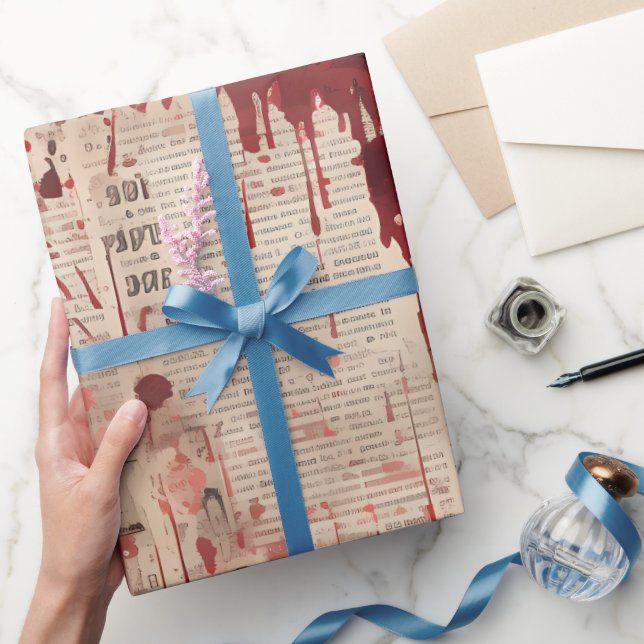 Blutiger Zeitungdruck Geschenkpapier (Schenken)