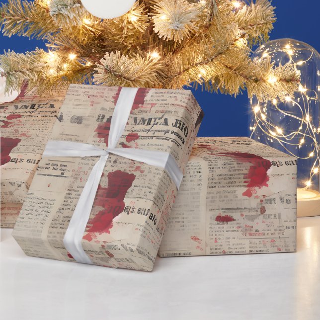Blutiger Zeitungdruck Geschenkpapier (Feiertage)