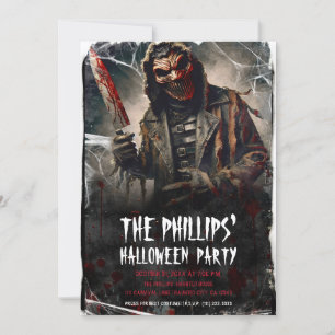 Blutiges Messer und schreckliche Halloween-Maskenp Einladung
