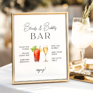 Blutiges und sprudelndes Bar-Hochzeitsschild Poster