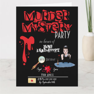 Blutiges WhoDunIt-Escape-Room   Einladung Postkart