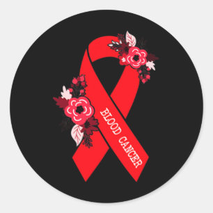 Blutkrebs-Bewusstsein Florales rotes Band Blut kan Runder Aufkleber