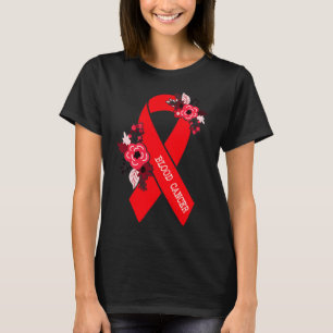 Blutkrebs-Bewusstsein Florales rotes Band Blut kan T-Shirt