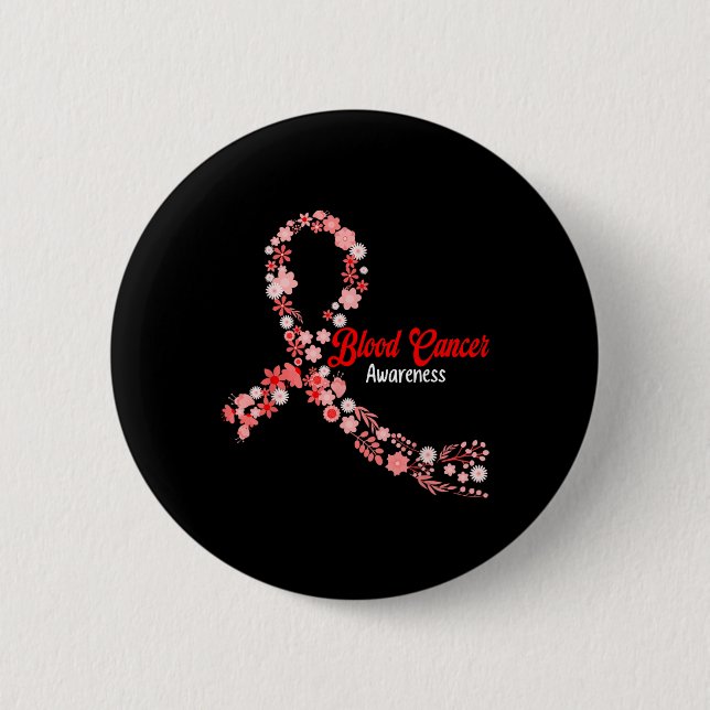 Blutkrebs-Bewusstsein Hippie-Blume Rotes Band Su Button (Vorderseite)