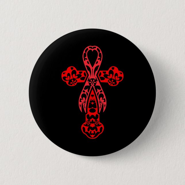 Blutkrebs-Bewusstsein Kreuz Gott roter Ribbon-Glau Button (Vorderseite)