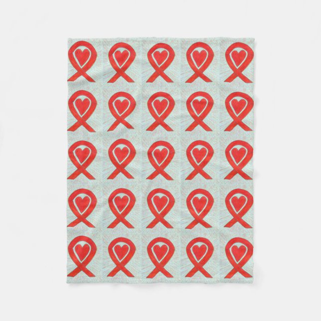 Blutkrebs Bewusstsein Red Ribbon Chemo Blanket Fleecedecke (Vorderseite)