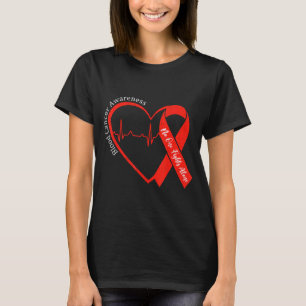 Blutkrebs-Bewusstseins-Herzband Rot Unterstützung T-Shirt