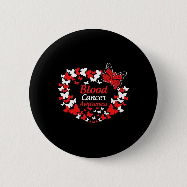 Blutkrebs-Bewusstseins-Schmetterling-Bekleidung Ro Button (Vorderseite)