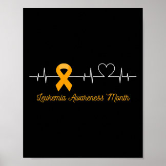 Blutkrebs-Bewusstseinsmonat Oranges Band Herzschla Poster