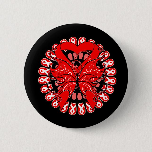 Blutkrebs-Schmetterlingszirkel von Ribbons Button (Vorderseite)