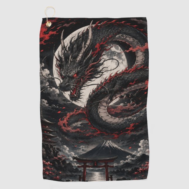 Blutmond-Drache Golfhandtuch (Vorderseite)