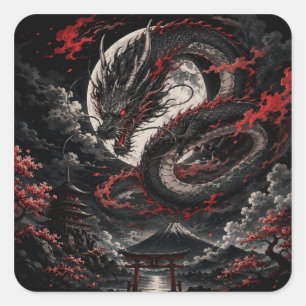Blutmond-Drache Quadratischer Aufkleber