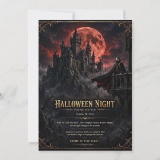 Blutmond Gothic-Schloss Halloween-Nachtparty-Einla Einladung