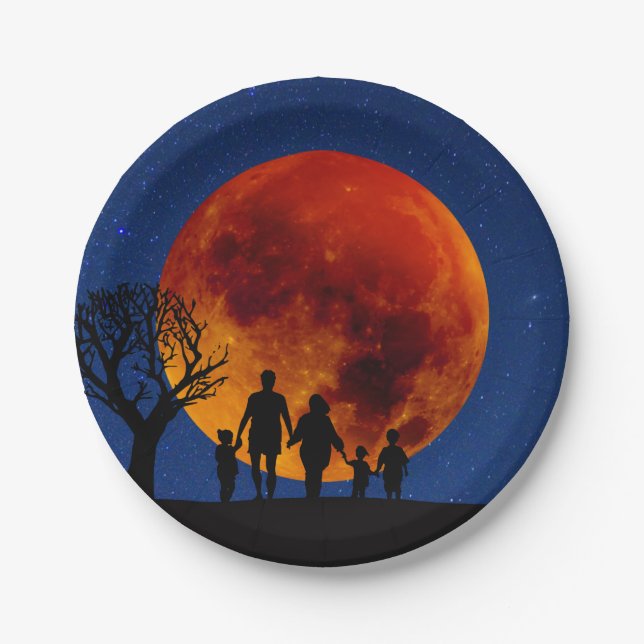 Blutmond-Mondseelenfamilie Pappteller (Vorderseite)