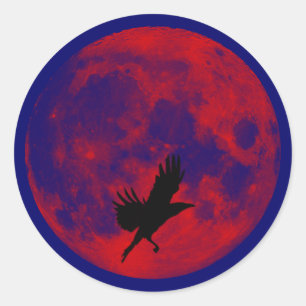 Blutmond Rabe blood moon raven Runder Aufkleber