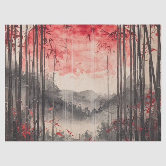 Blutmond Sakura-Tuschewaschung (1) Seidenpapier (Vorderseite)
