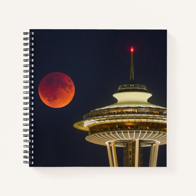 Blutmond | Seattle Space Needle Notizbuch (Vorderseite)