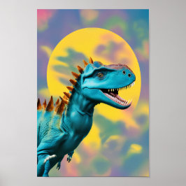 Blutmond T-Rex Illustration, Jurassic Dinosaurier Poster