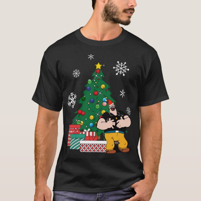 Bluto rund um den Weihnachtsbaum Popeye T-Shirt (Vorderseite)