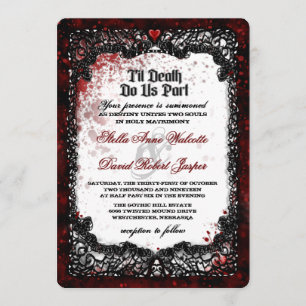 Blutplattiertes Halloween-Hochzeitsrezeption INFO Einladung