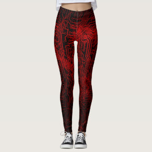 Blutrote Leiterplatte-Adern Leggings