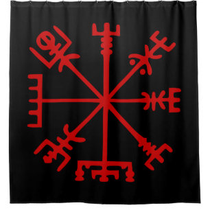 Blutrotes Vegvísir (Viking-Kompass) Duschvorhang