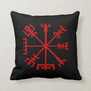 Blutrotes Vegvísir (Viking-Kompass) Kissen