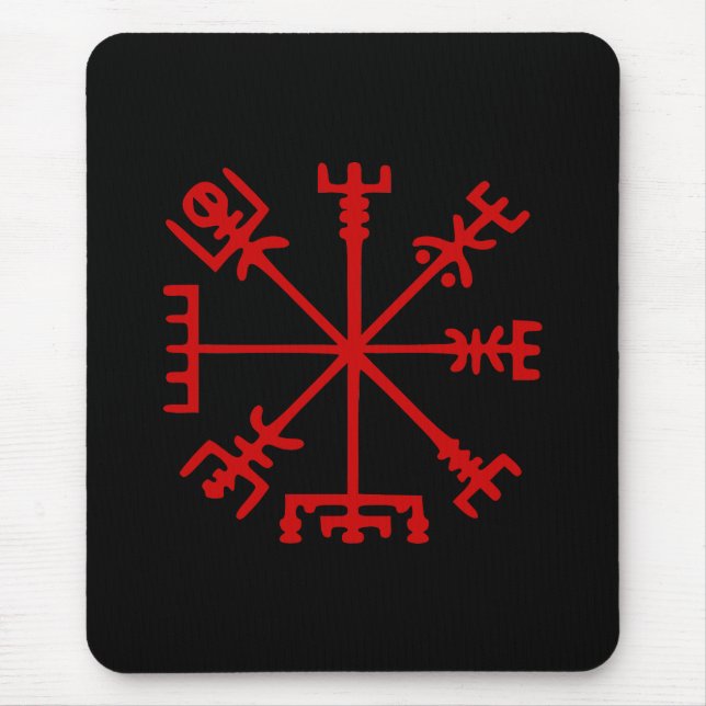 Blutrotes Vegvísir (Viking-Kompass) Mousepad (Vorne)