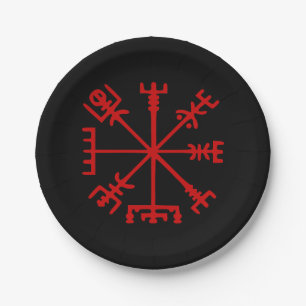 Blutrotes Vegvísir (Viking-Kompass) Pappteller