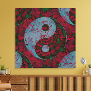 Blutrotes Yin-Yang-Symbol Kunst Leinwanddruck