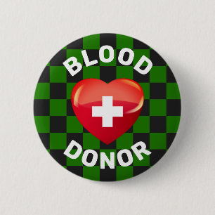 Blutspender Herz w Kreuz Button