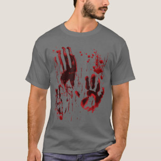 Blutspritzer Blutbefleckte Bluthandabdruck Zombie T-Shirt