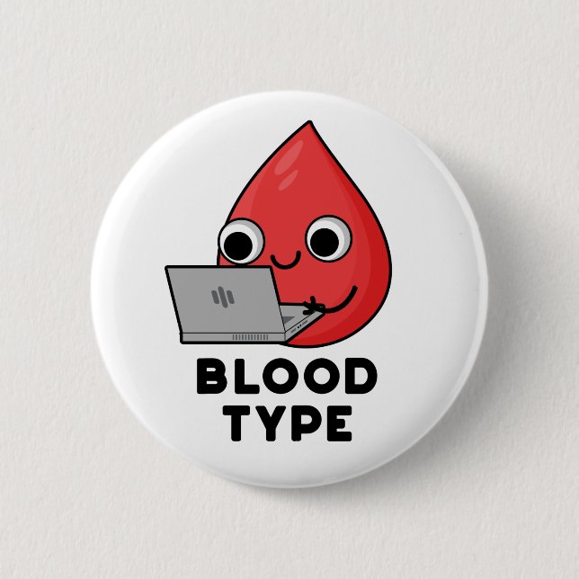 Bluttyp Funny Blood Drop Pun Button (Vorderseite)