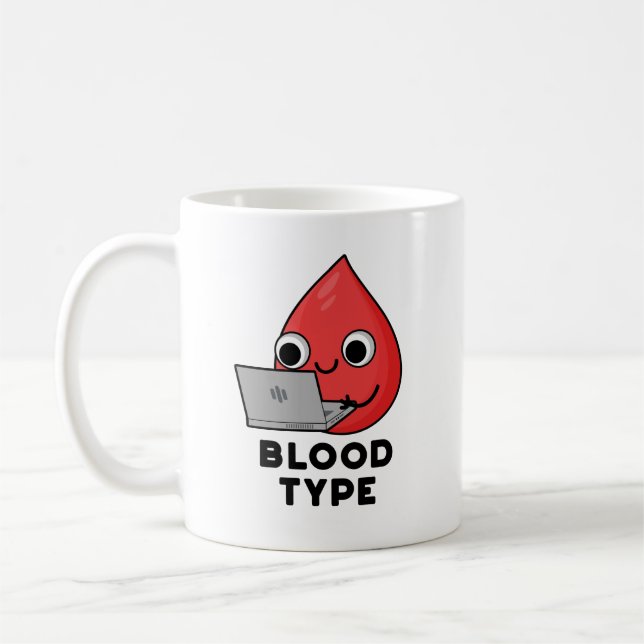 Bluttyp Funny Blood Drop Pun Kaffeetasse (Links)
