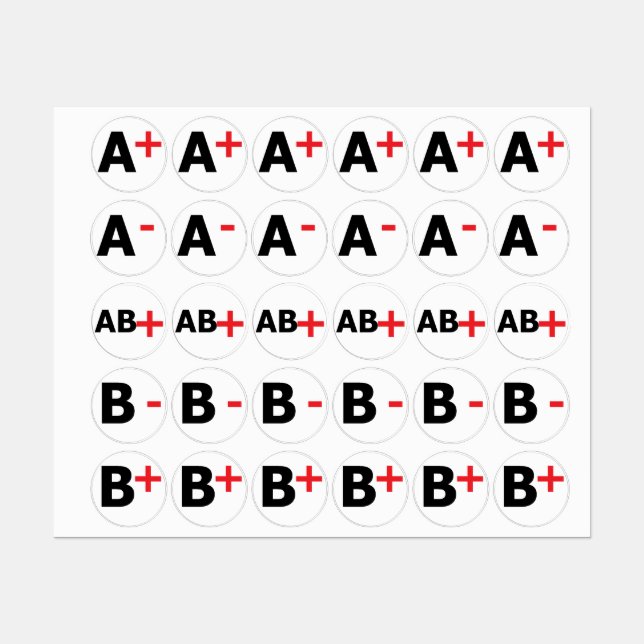 BLUTTYPEN ETIKETTEN (Blatt)