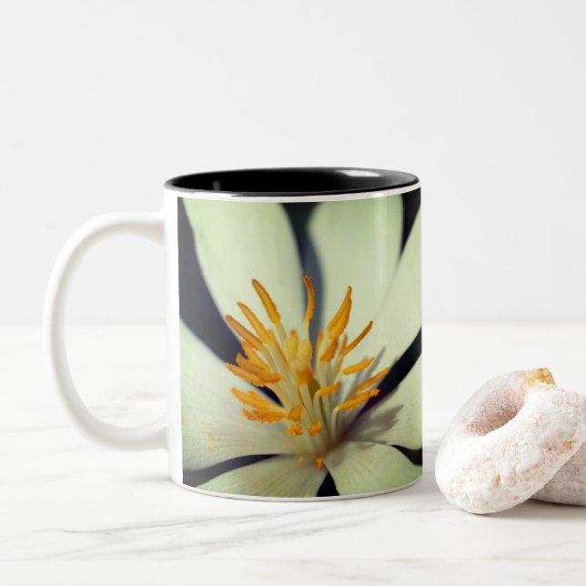 Blutwurzel-Blume-Center Personalisiert Zweifarbige Tasse (Mit Donut)
