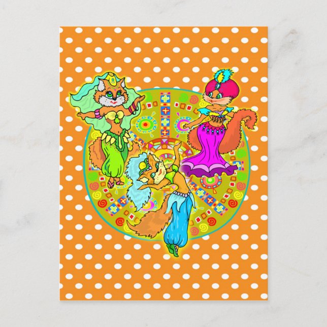 Bly Tancing Cats Postkarte (Vorderseite)