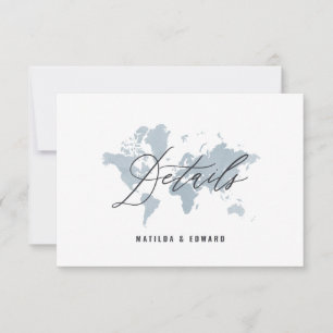 Blyewatercolor Weltkarte Einzelheiten zur Hochzeit RSVP Karte