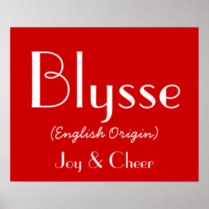 Blysse English Origin with Bedeutung in Red I Poster