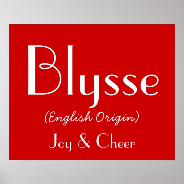 Blysse English Origin with Bedeutung in Red I Poster (Vorne)